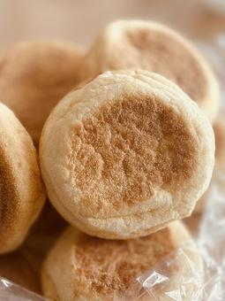 イングリッシュマフィン パン,丸パン,食べ物の写真素材