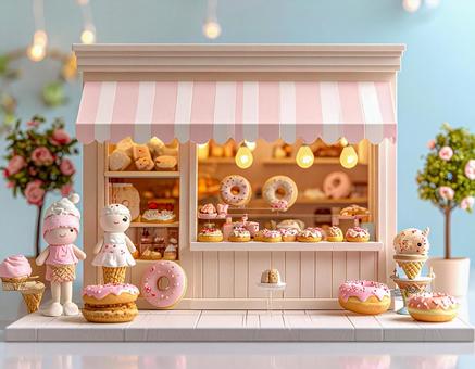 ドーナツの店、ミニチュア ドーナツの店、ミニチュアの写真