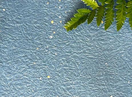 青い和紙に金箔　葉の佇まい 正月,背景,和紙の写真素材