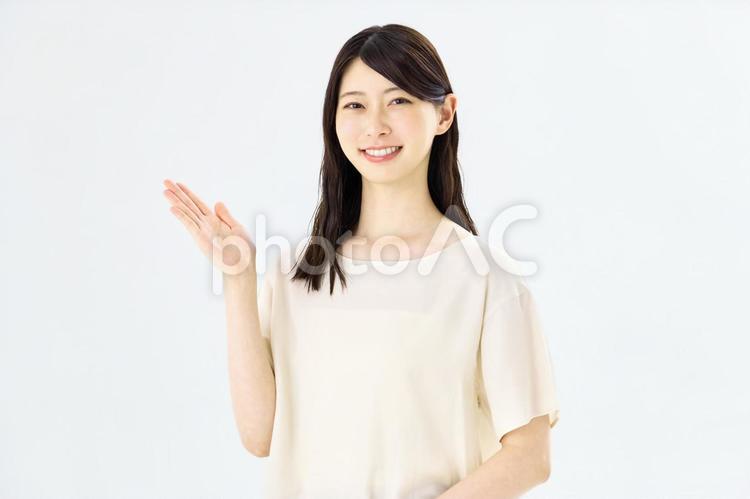 案内する受付の女性　ビジネス　主婦 案内,女性,受付の写真素材