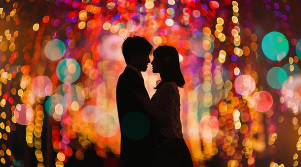 イルミネーション男女 背景 人物カップル イルミネーション男女 背景 人物カップルの写真