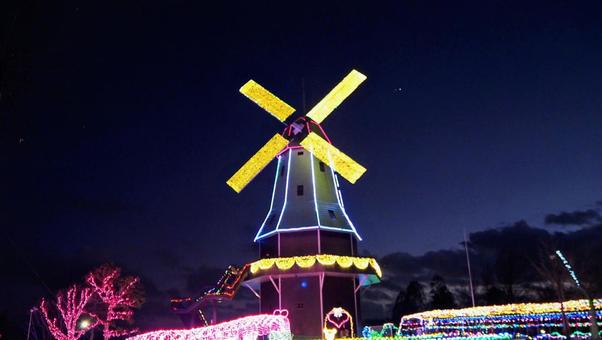 霞ヶ浦クリスマスイルミネーション・土浦市 冬,水郷桜イルミネーション,クリスマスの写真素材