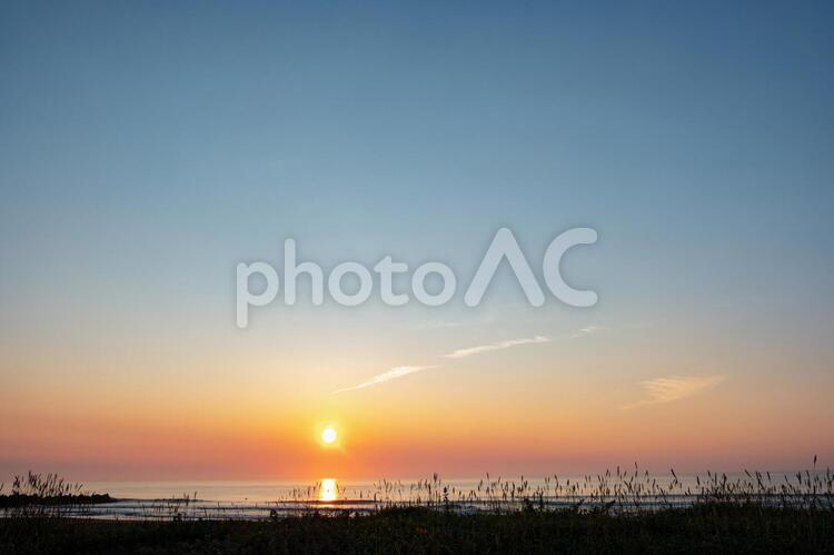 海岸風景 宮崎木崎浜35 朝日,太陽,海岸の写真素材