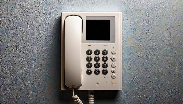 屋内の白いインターフォン　の写真