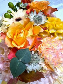オレンジ系のアレンジメント 花,アレンジメント,オレンジの写真素材