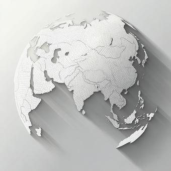 白とグレーで表現された世界の地図 白とグレーで表現された世界の地図の写真