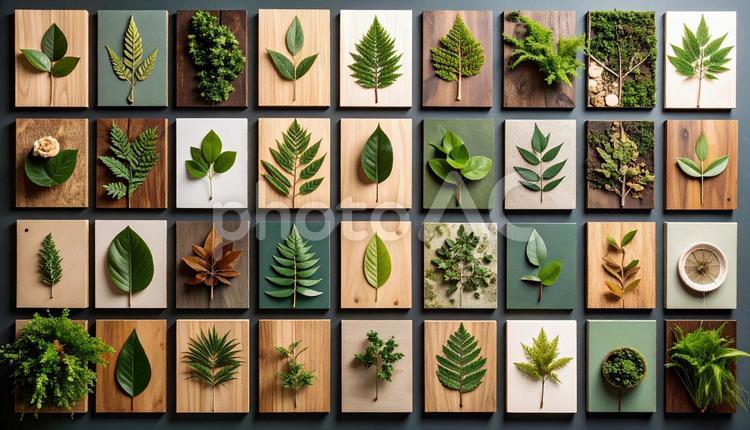 植物をモチーフとした額入りエコアート作品 植物,エコアート,インテリアの写真素材