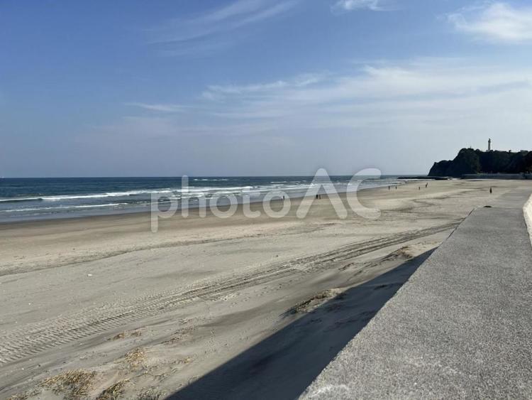 いわき市薄磯海岸と灯台 福島県,海,海と空の写真素材