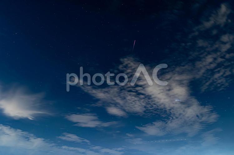 六甲山頂の星空と夜景 星,星空,夜の写真素材