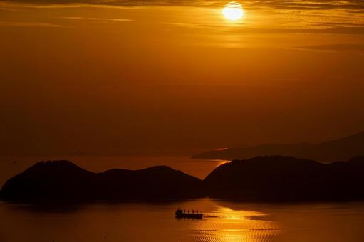 Sunset seen from Mount Taika in Yamaguchi Prefecture, JPG