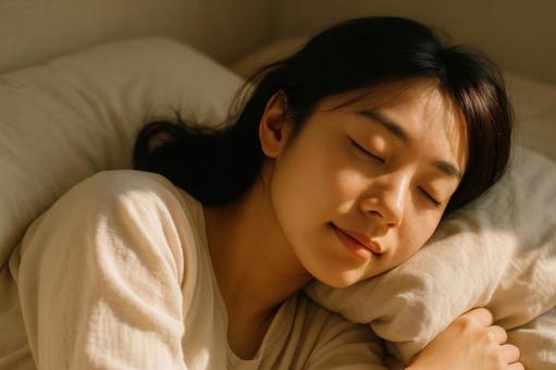 朝日を浴びる寝顔 朝日を浴びる寝顔の写真