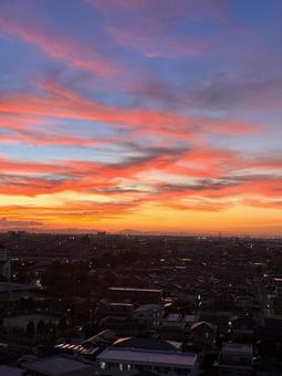 夏の夕焼け空 夏の夕焼け空の写真
