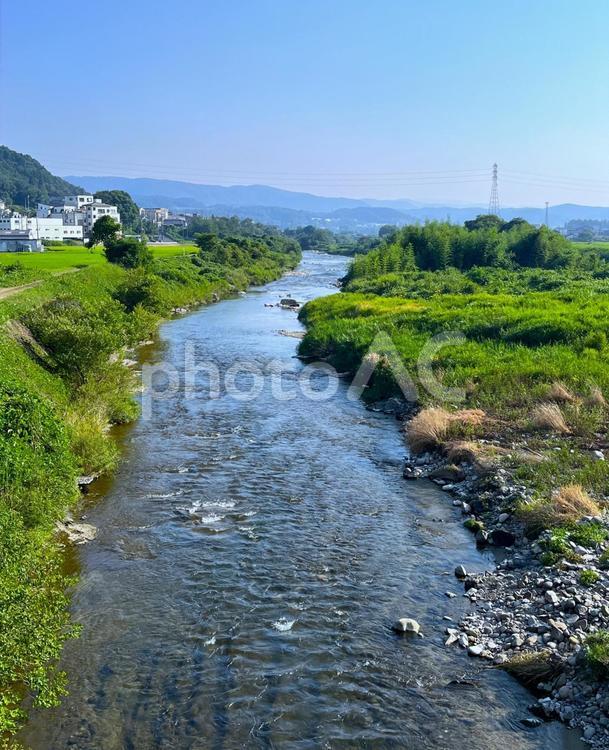 田舎の風景 田舎,川,河川の写真素材