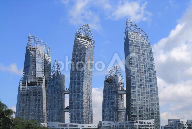 シンガポールの近代的建築　マリーナ　アット　ケッペル　ベイ 外国,海外,シンガポールの写真素材