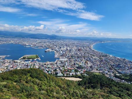 函館山からの景色 屋外,雲,青空の写真素材