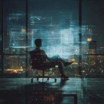 テクノロジーが照らす夜：ビジネス戦略の写真