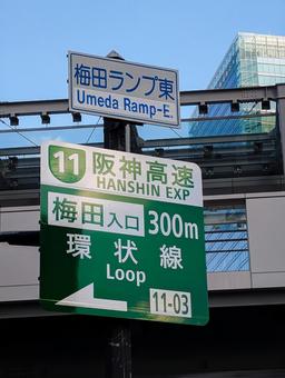 大阪市の交通標識の案内板 交通,交通標識,大阪の写真素材