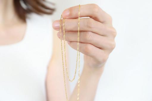 金のネックレス　ジュエリー 金,ゴールド,18金の写真素材