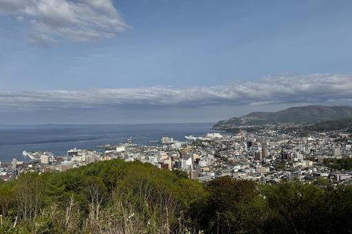旭展望台から見る小樽の景色 小樽,海,都市風景の写真素材