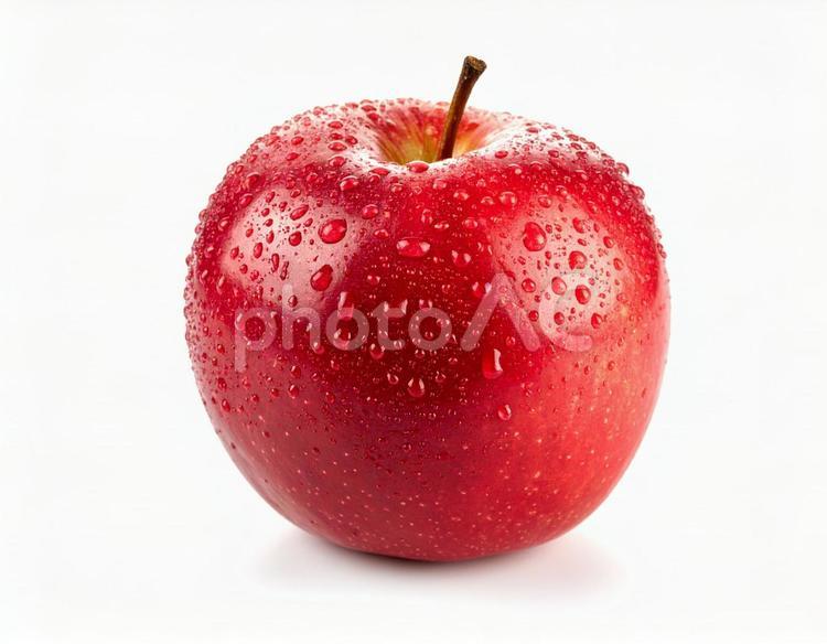 秋の味覚　りんご　1個　白背景 りんご,リンゴ,appleの写真素材