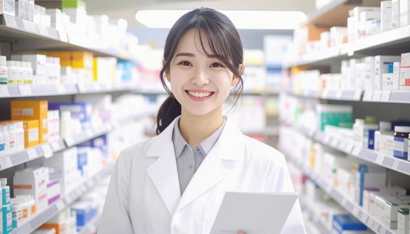 笑顔で働く薬剤師 笑顔で働く薬剤師の写真