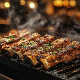 香ばしく焼き上げたスペアリブ肉の写真