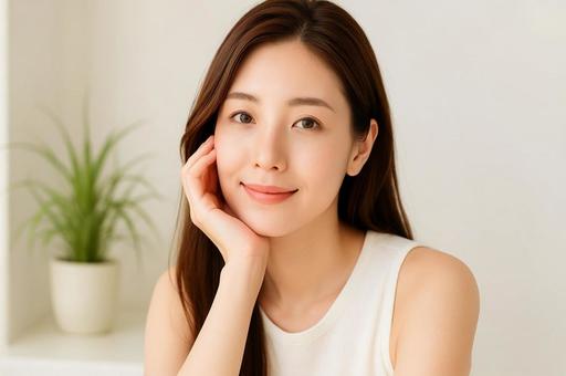 スキンケア広告風・ナチュラル美肌の女性 スキンケア広告風・ナチュラル美肌の女性の写真
