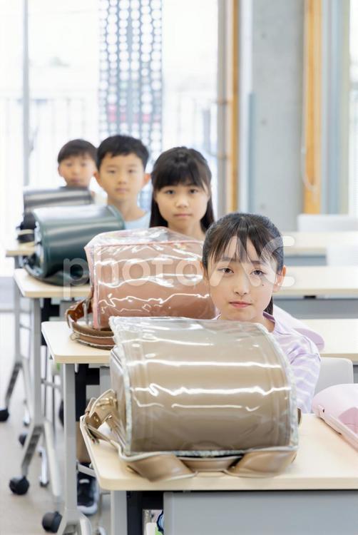 朝と夕方のホームルームイメージ 小学生,ホームルーム,女性の写真素材