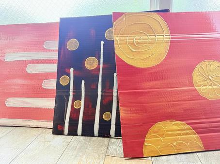 花掛け軸自作ペイント 花,掛け軸,ペイントの写真素材