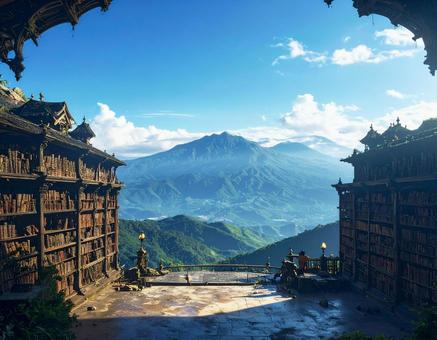本棚のある山 本棚のある山の写真