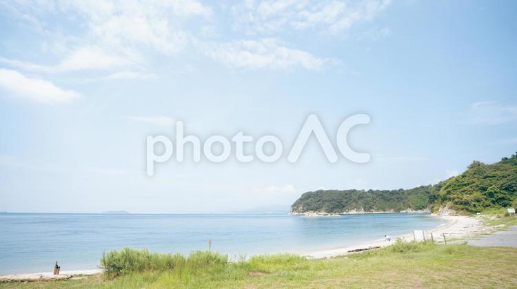 瀬戸内海の綺麗な砂浜と海　遠景 海,海岸,風景の写真素材