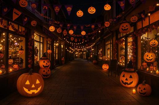 ハロウィンショッピングロード 夜の写真