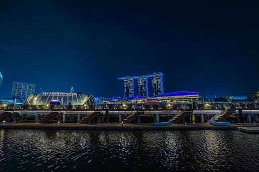 都市夜景 マリーナベイサンズ,都市夜景,夜景の写真素材