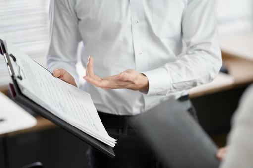 Business person explaining work procedure, JPG Business person explaining work procedure, male, female, businessman, JPG