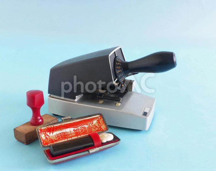 チェックライター  事務用品 社版　 チェックライター,オフィス機器,事務機器の写真素材