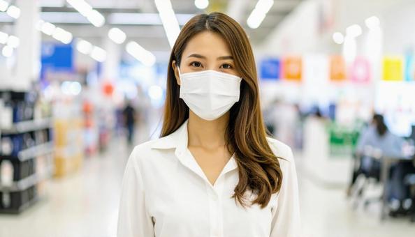 マスクをしたビジネスウーマン マスクをしたビジネスウーマンの写真