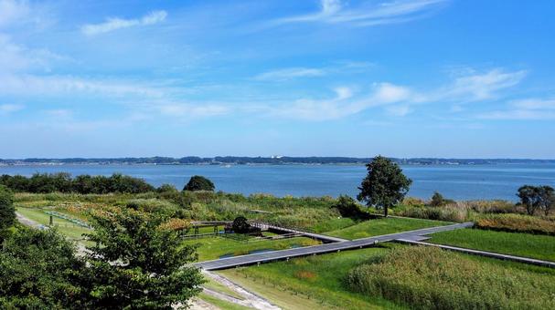 秋の霞ヶ浦・展望台からの眺め(土浦市) 秋の霞ヶ浦・展望台からの眺め(土浦市) 秋,霞ヶ浦総合公園,展望台の写真素材