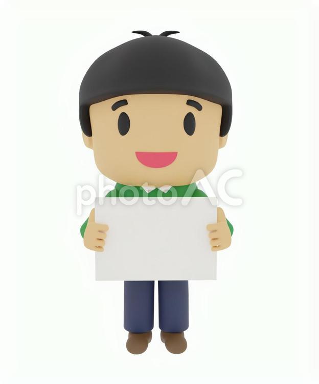 白紙のフリップを持った私服の人 パネル,紙芝居,笑顔の写真素材