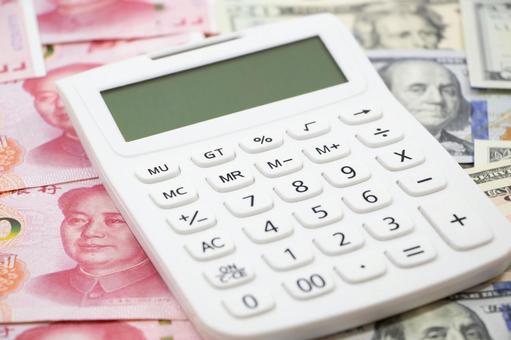 中国元 ドル 電卓 中国元,ドル,電卓の写真素材