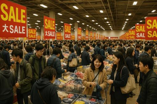 大型セールの会場風景の写真