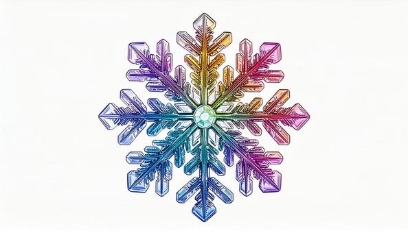 六角形の雪の結晶 虹色 デザイン素材 六角形の雪の結晶 虹色 デザイン素材の写真