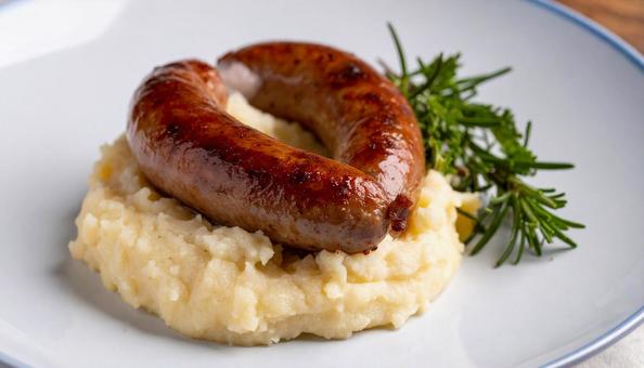 豪州の定番料理 バンガーズ&マッシュ 豪州の定番料理 バンガーズ&マッシュの写真