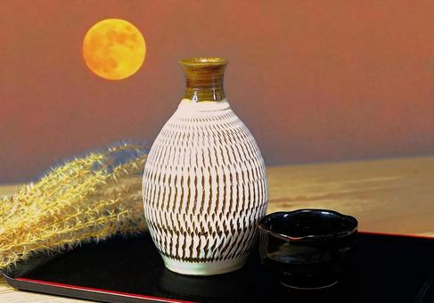 秋の月見酒③(徳利) 秋の月見酒③(徳利) 酒,月,徳利の写真素材