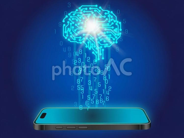 人工知能とスマートフォン スマホ,スマートフォン,電子機器の写真素材