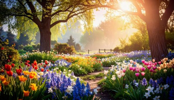 幻想的な花のある風景 幻想的な花のある風景の写真