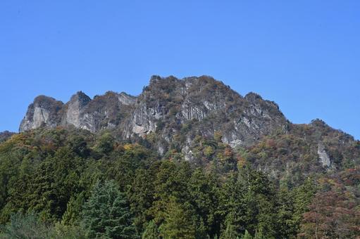 妙義山の大の字と紅葉の写真