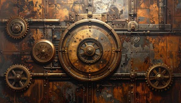 スチームパンクな金属の背景 スチームパンクな金属の背景の写真