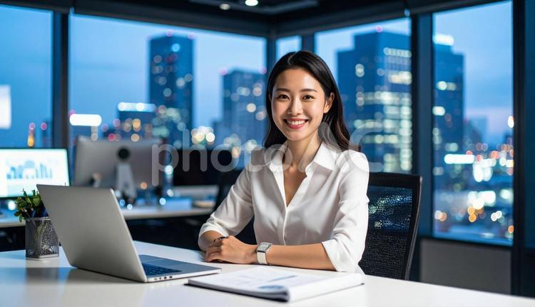 パソコンで仕事する女性会社員　スーツ 女性,パソコン,ラップトップの写真素材