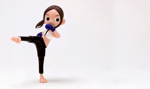 キックボクシングの練習をする女性　B キックボクシング,キック,ダイエットの写真素材