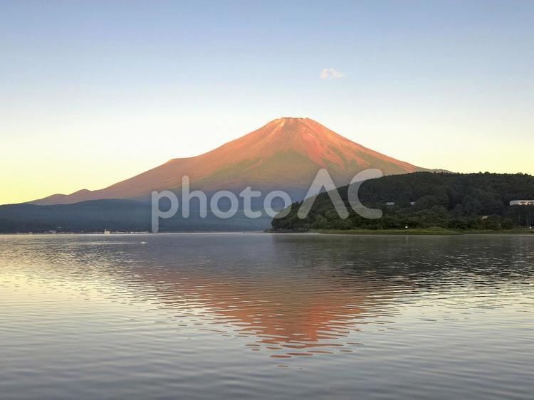 富士山と逆さ富士(山中湖) 逆さ富士,富士山,山中湖の写真素材